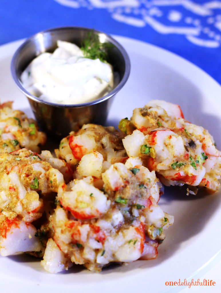 Crab Cake Bites with Tangy Dill Dipping Sauce One Delightful Life