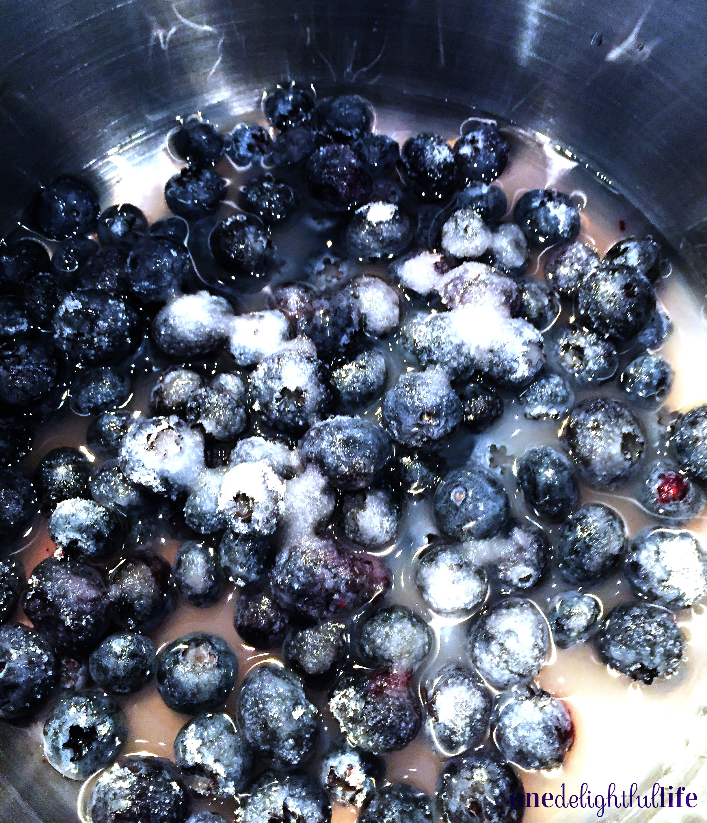 Gently mix the blueberries so they don't mash up. 