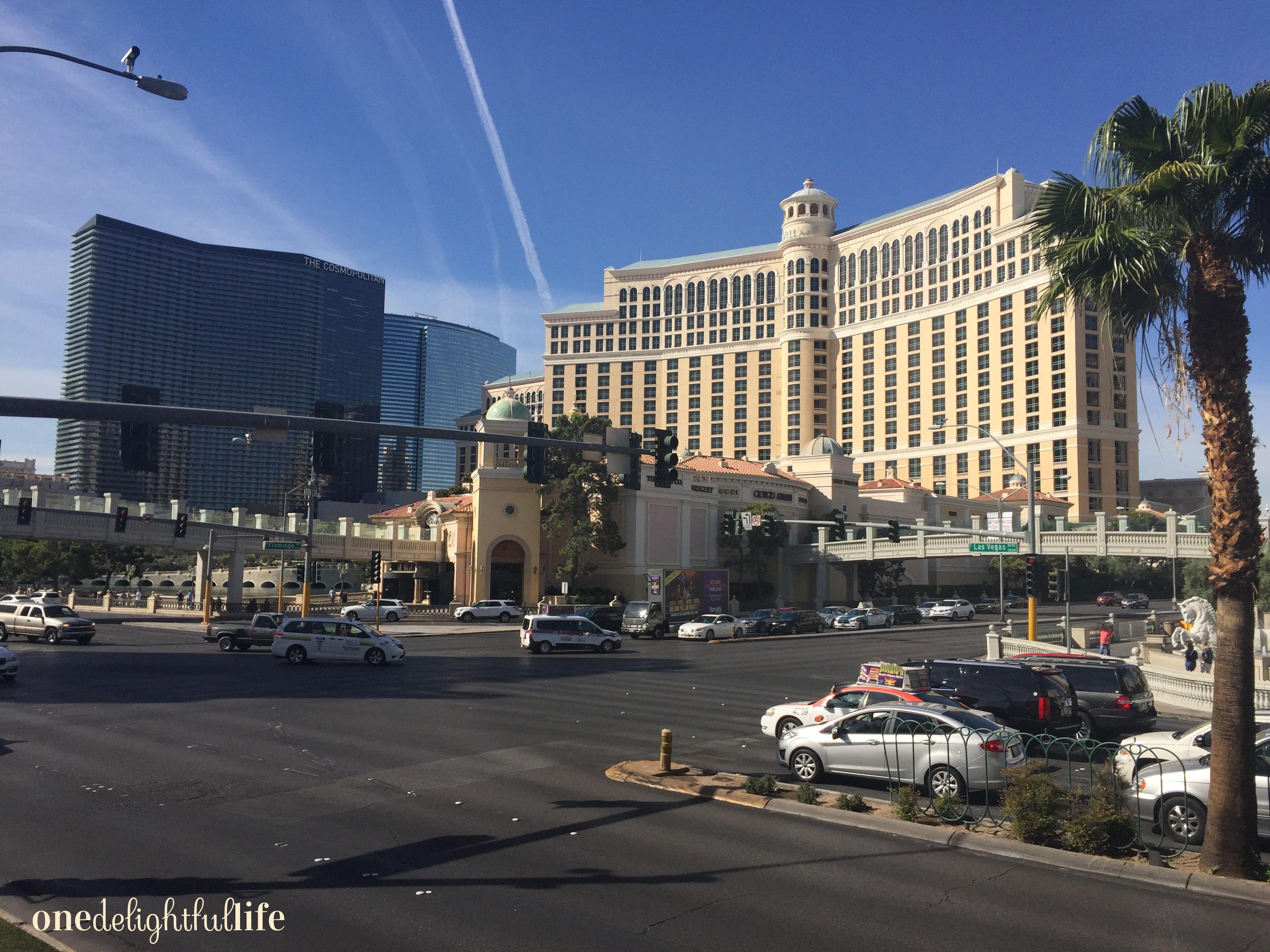 See the bridges over the streets? Pack your walking shoes because to cross the 2.5 miles of The Strip means you're going to have to walk over bridges and take escalators often.