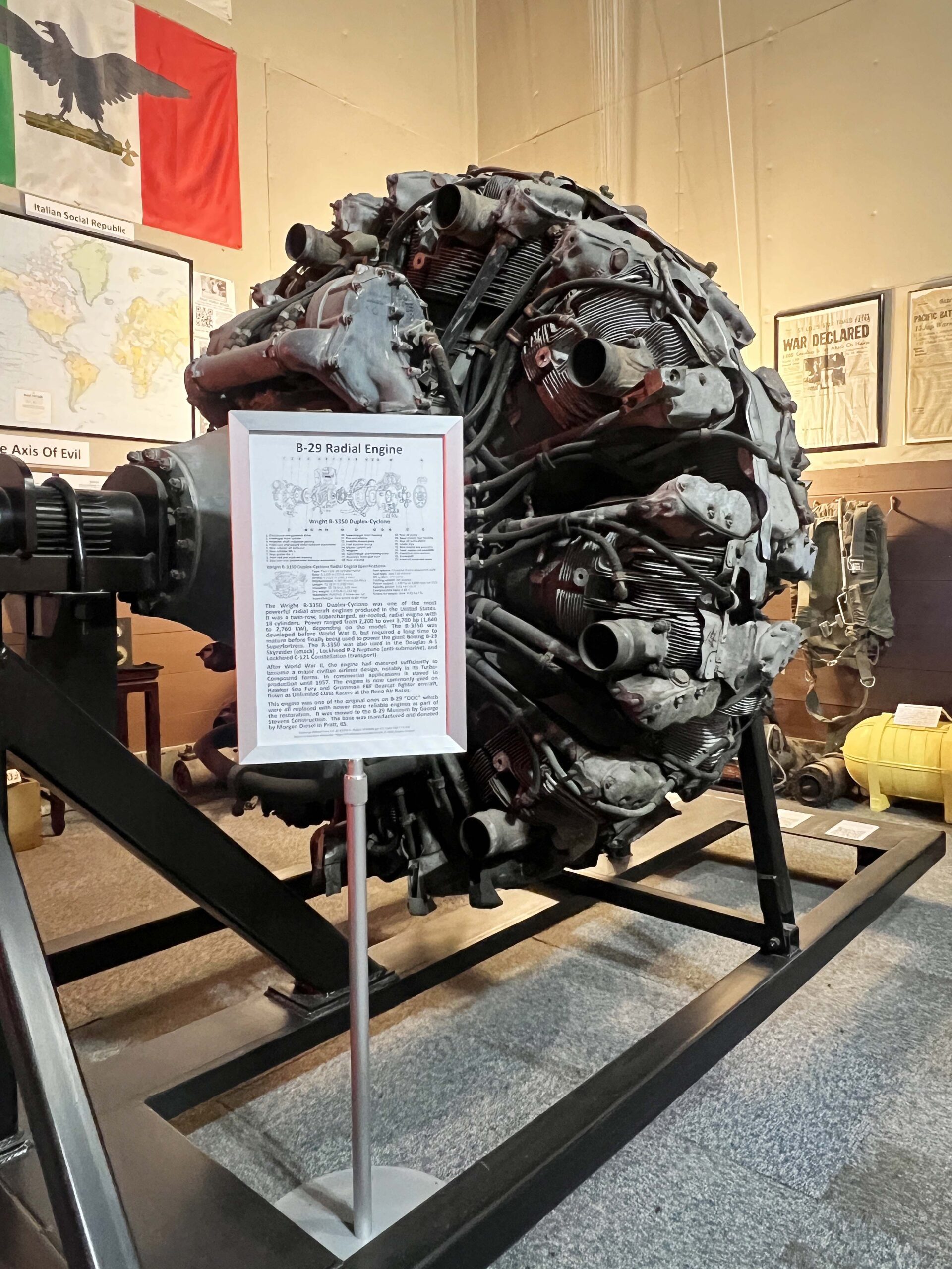 I especially admired the Parachute Room's collection of B29 artifacts, including a radial engine. 