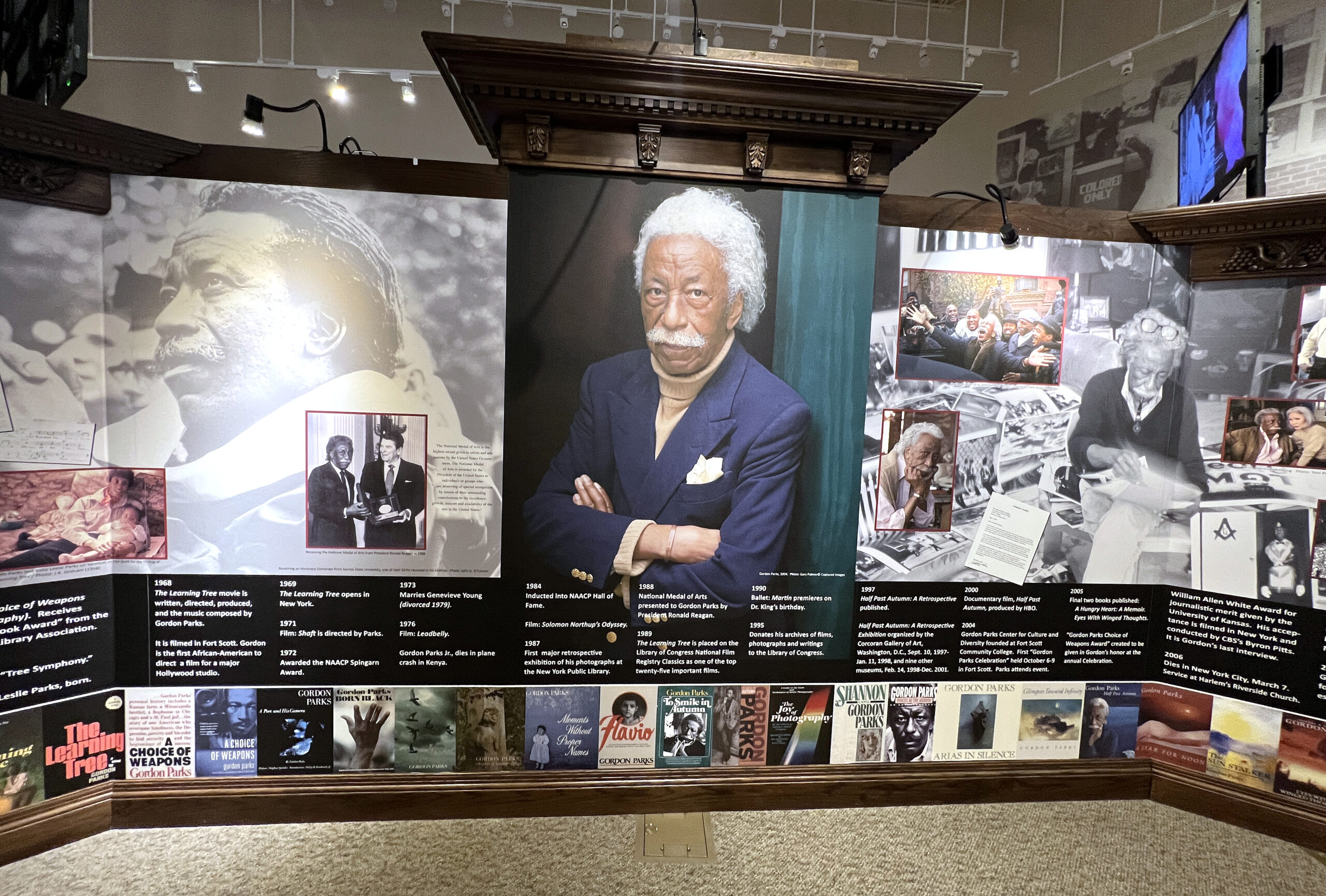 Located on the Fort Scott Community College campus, The Gordon Parks Museum (2108 S. Horton St.) displays some of his photography collection, piano, movie memorabilia, and personal effects.