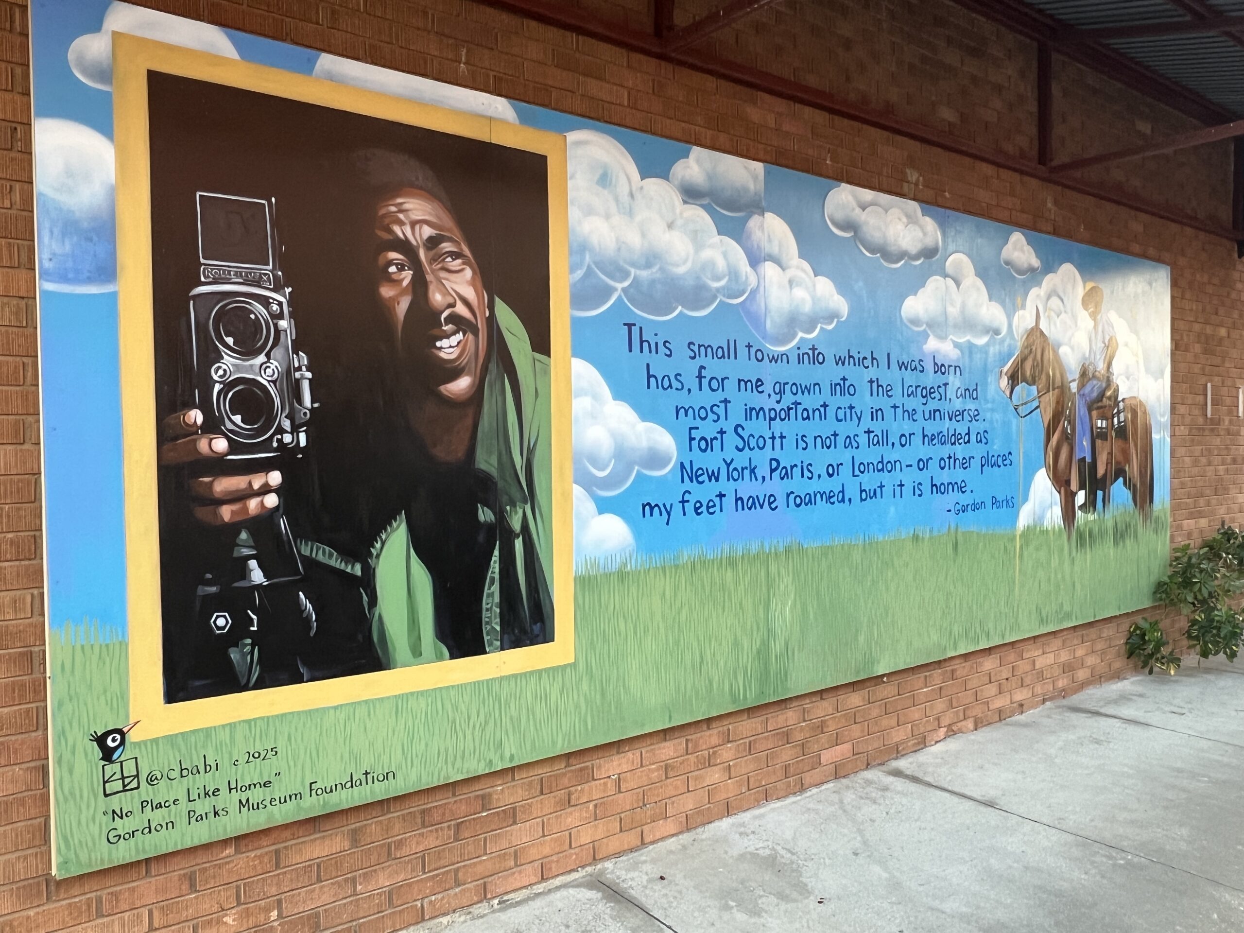 The Gordon Parks mural titled “No Place Like Home” is located on the north side of the Wilder House Building in Fort Scott.