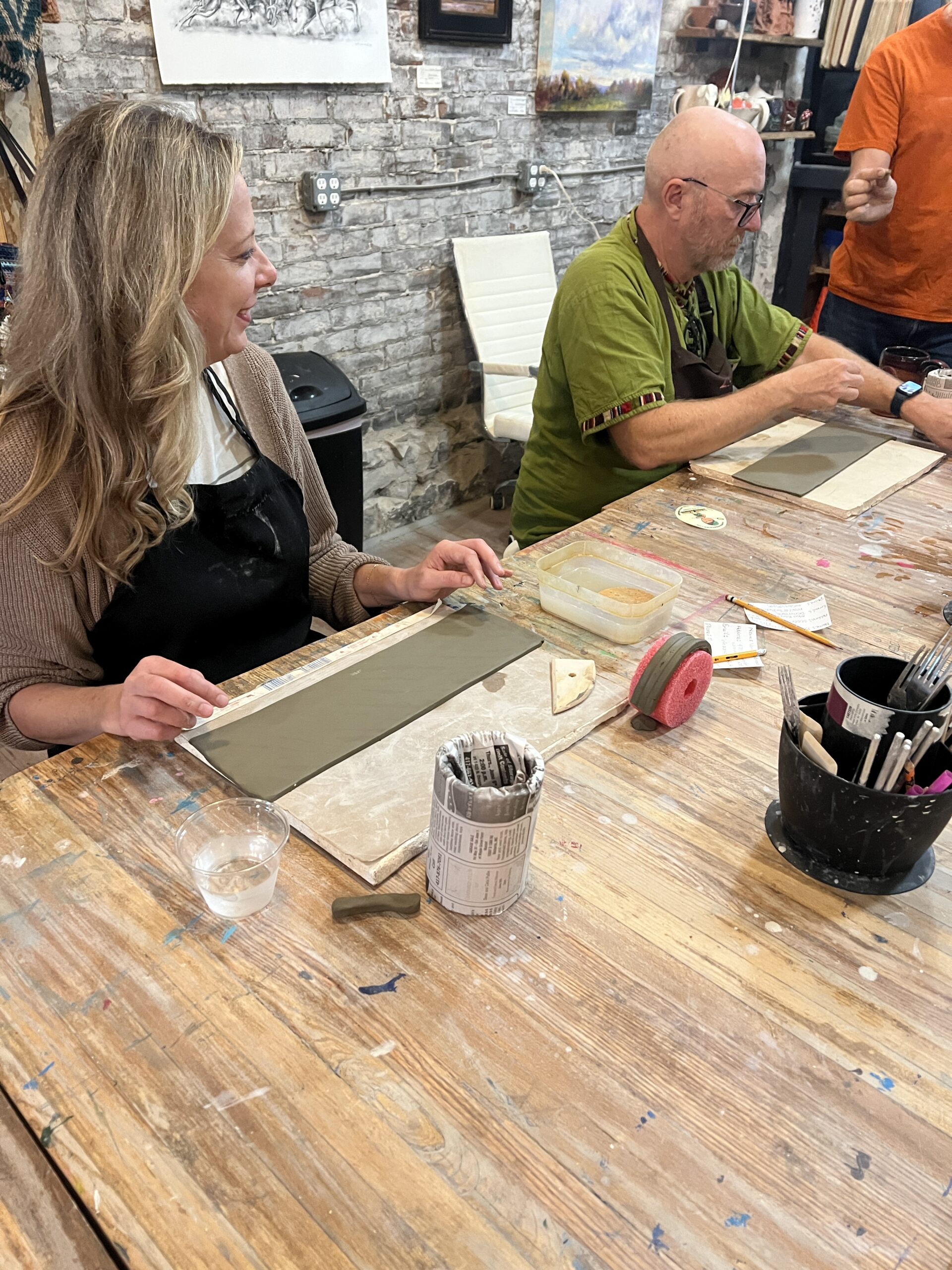 Learning how to work with clay at The Artificers workshop in Fort Scott, Kansas.