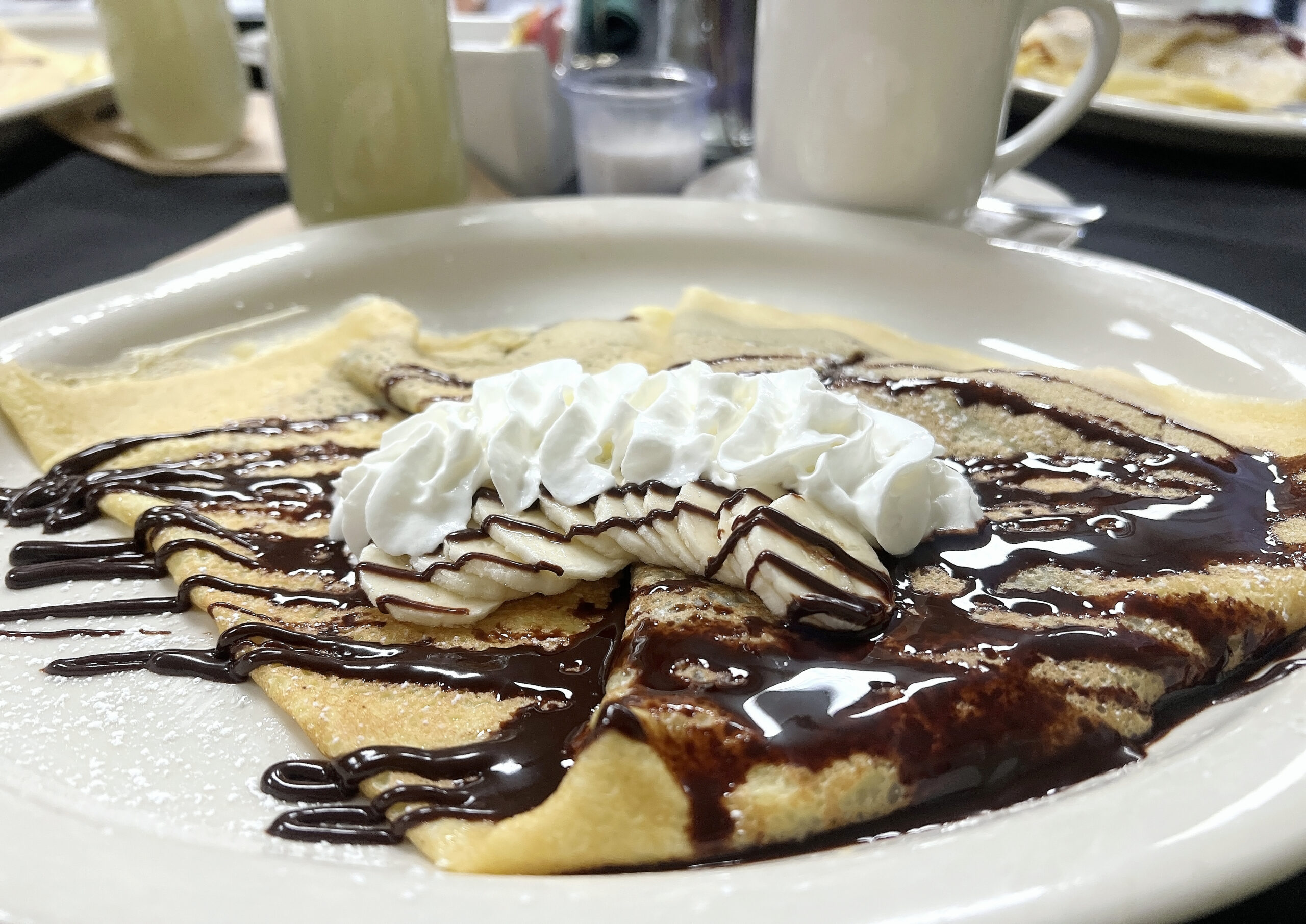 Nutella and banana crepes, a heavenly combination, are available at Cohn's Cafe on Main in Fort Scott, Kansas.