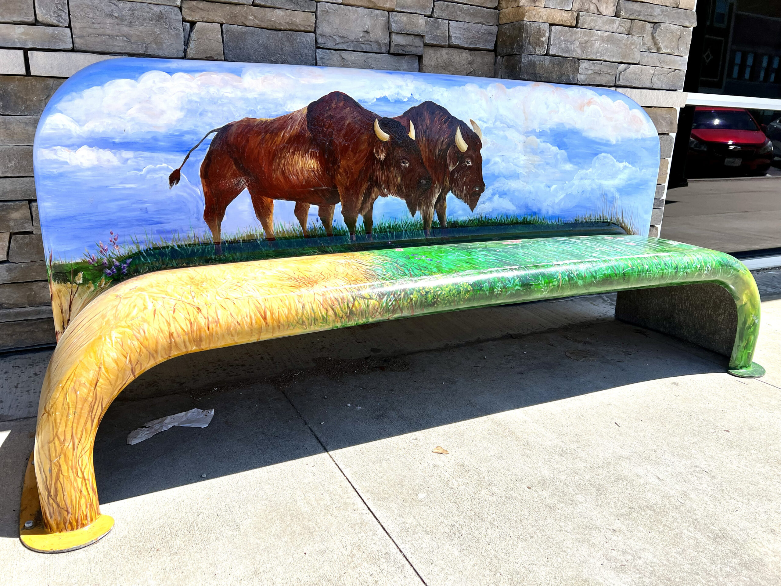 painted bench in Pittsburg, Kansas