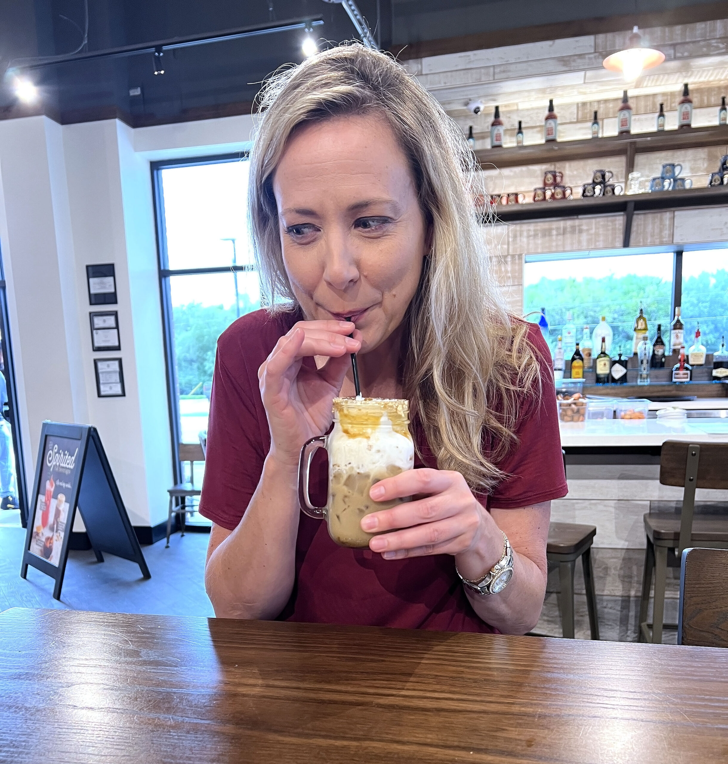 The Maker’s Mark Pumpkin Pie Cold Brew is crafted with bourbon, coffee liqueur, pumpkin-spiced cold brew, graham cracker milk, and a cream topping featuring a caramel drizzle, graham crumbs, and cinnamon. (Source: Broken Egg Cafe)