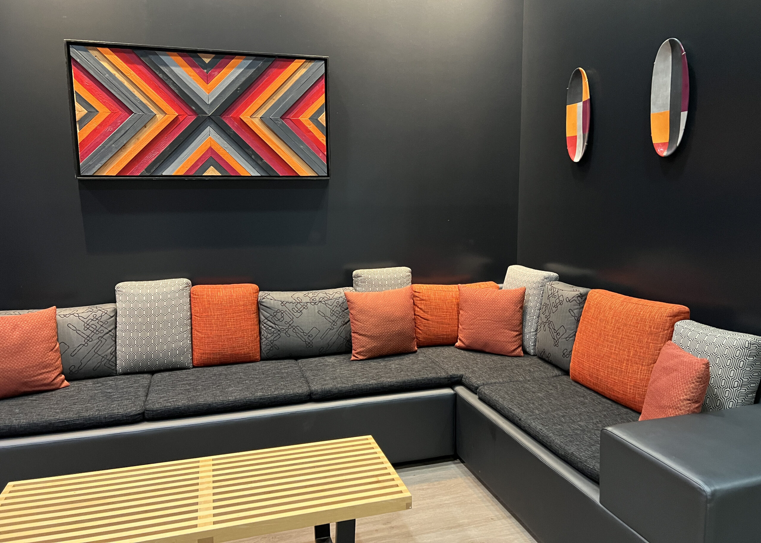 Lounge area located inside Aloft Wichita is the ideal place to break from business meetings at the conference center. 