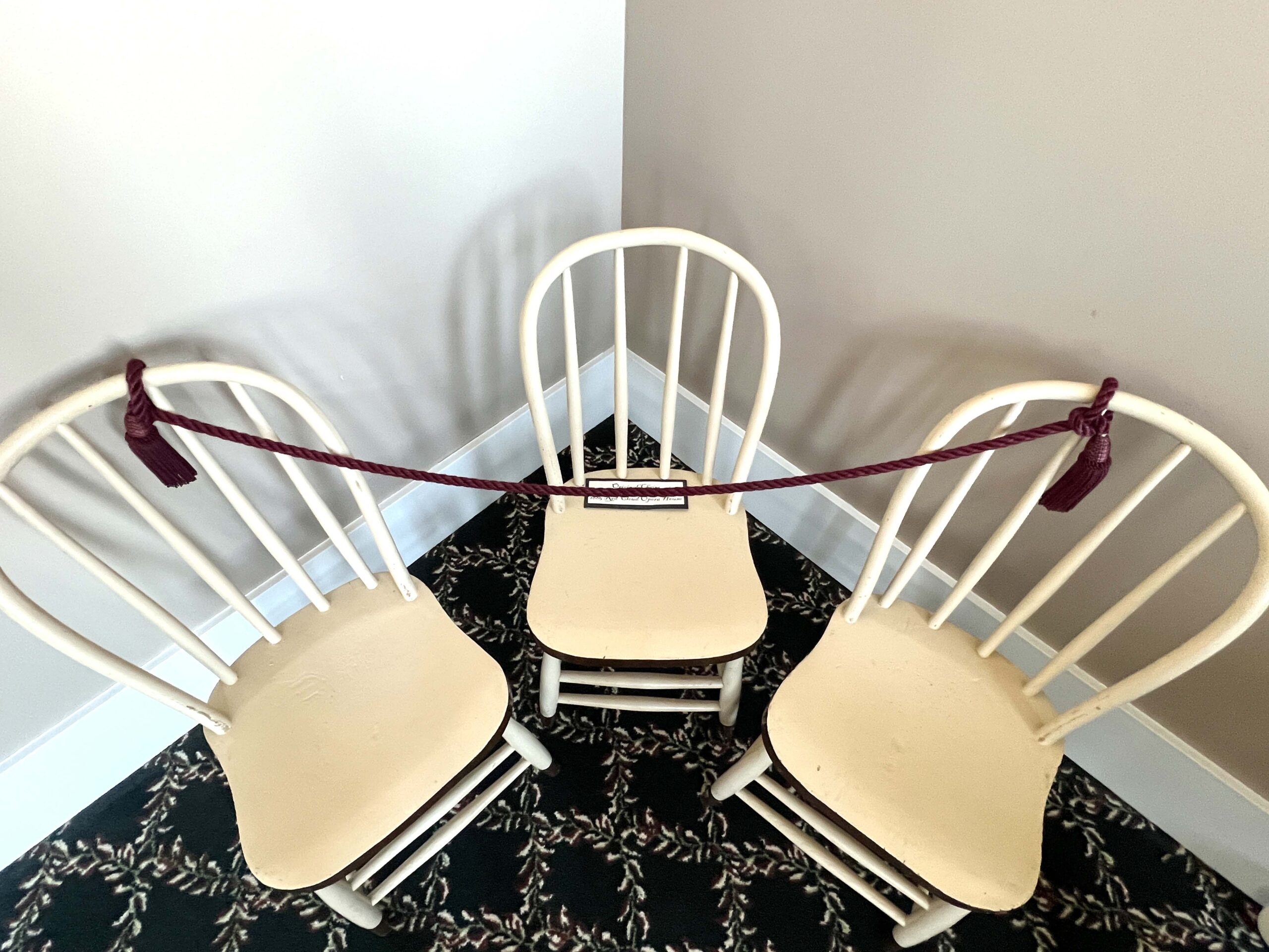 These are the original Red Cloud Opera House chairs, where attendees would sit to watch performances.