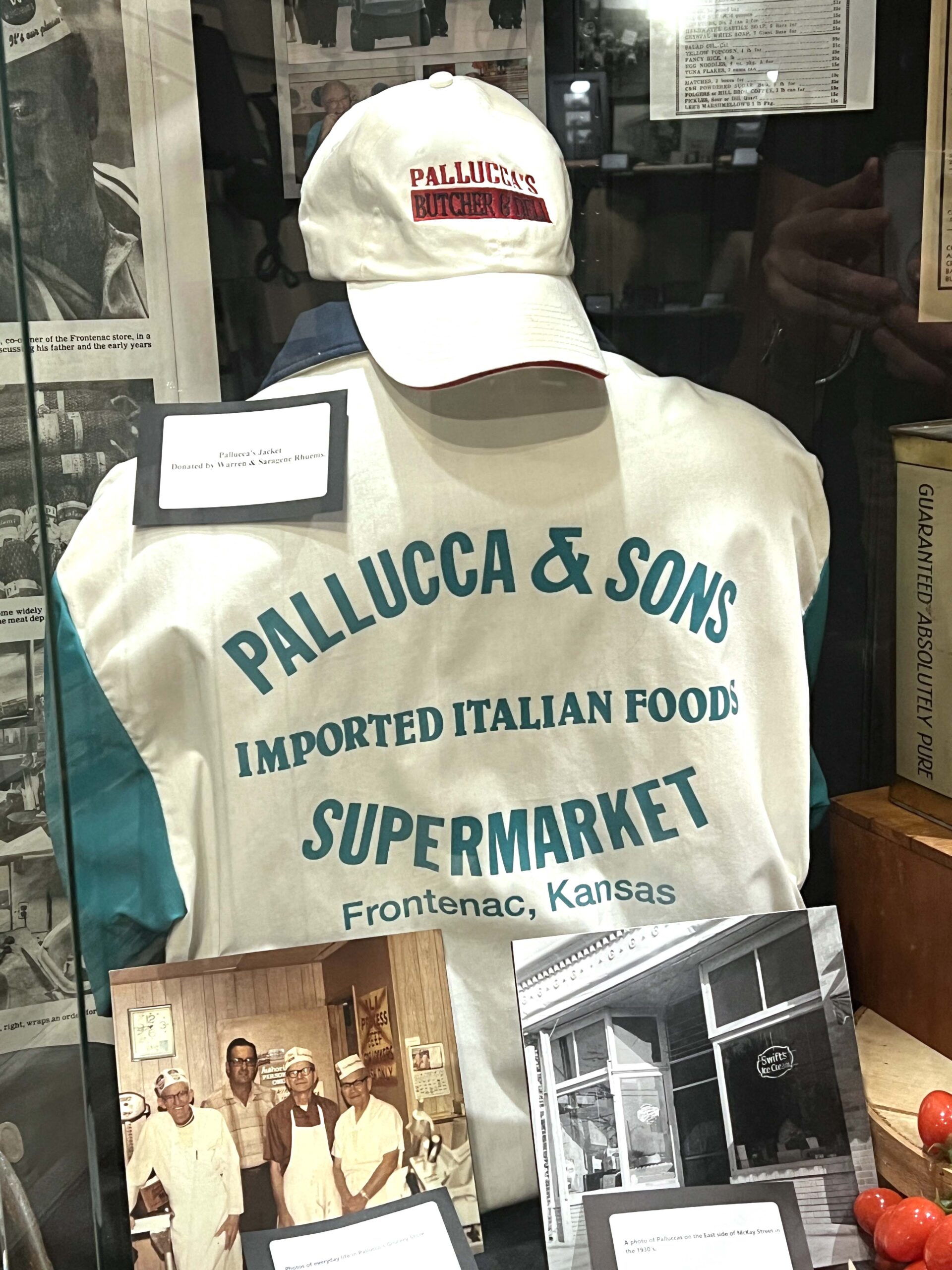 A museum display at Heritage Hall Museum in the Frontenac Public Library includes donated items and archived photos.