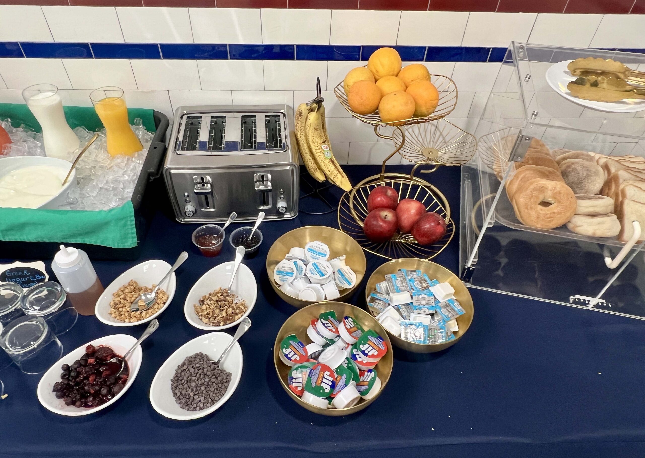 Complimentary continental breakfast food is available to overnight guests at Hotel Garber. 