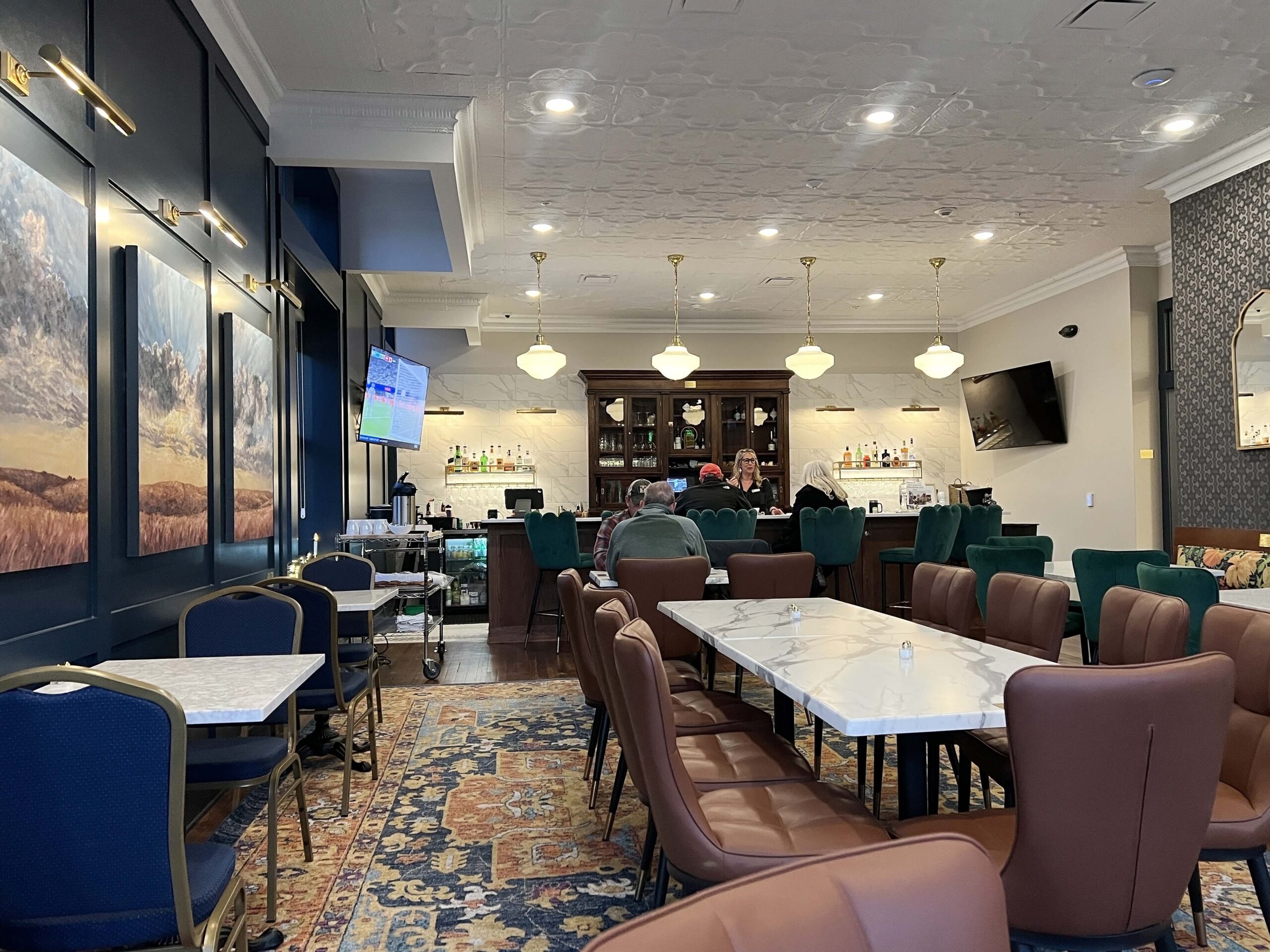 Forrester's at Hotel Garber is open select days offering guests cocktails, appetizers, and a dinner menu. 