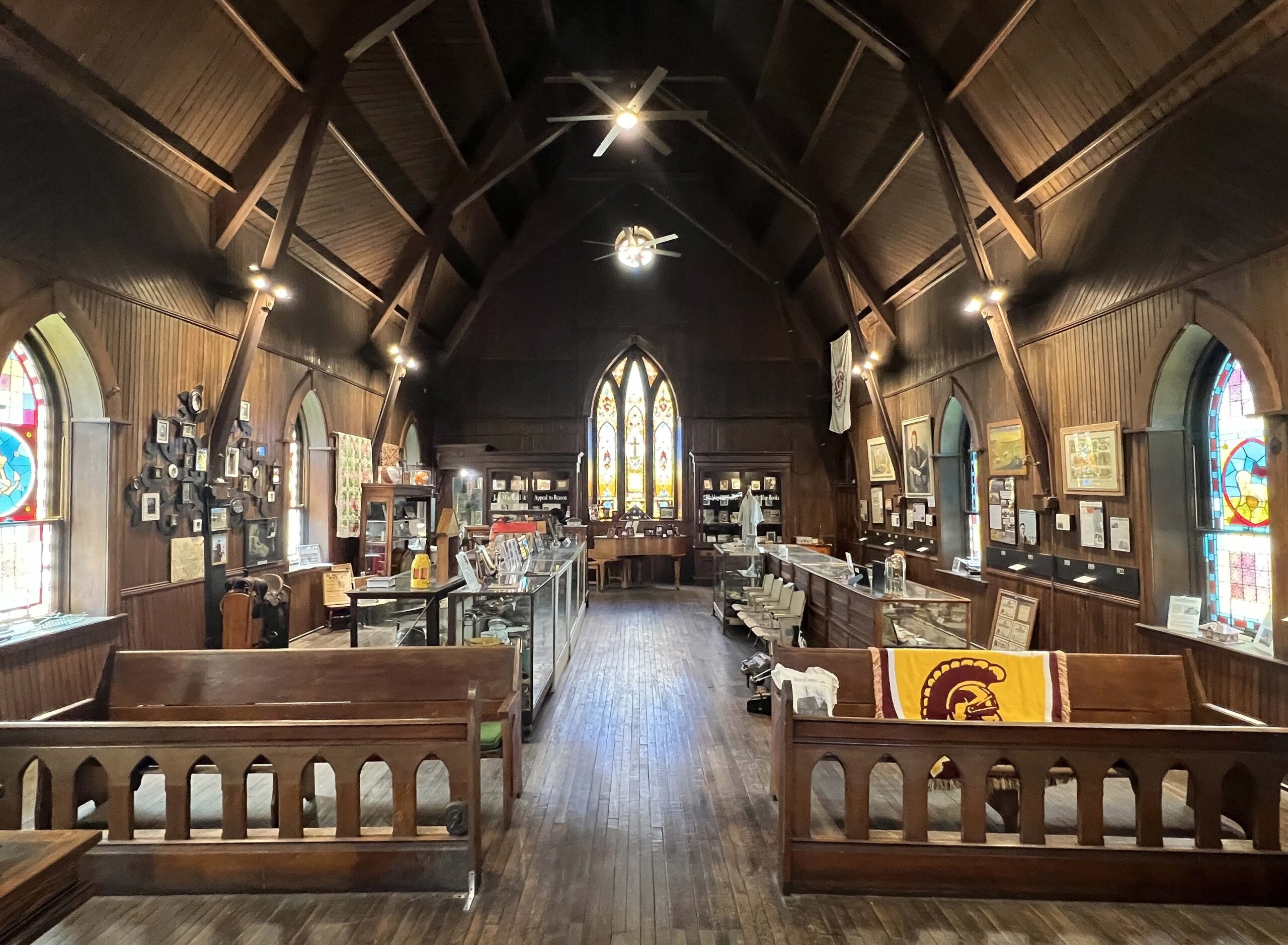 Museum exhibits showcase the town's history using artifacts from 1868 to the present.