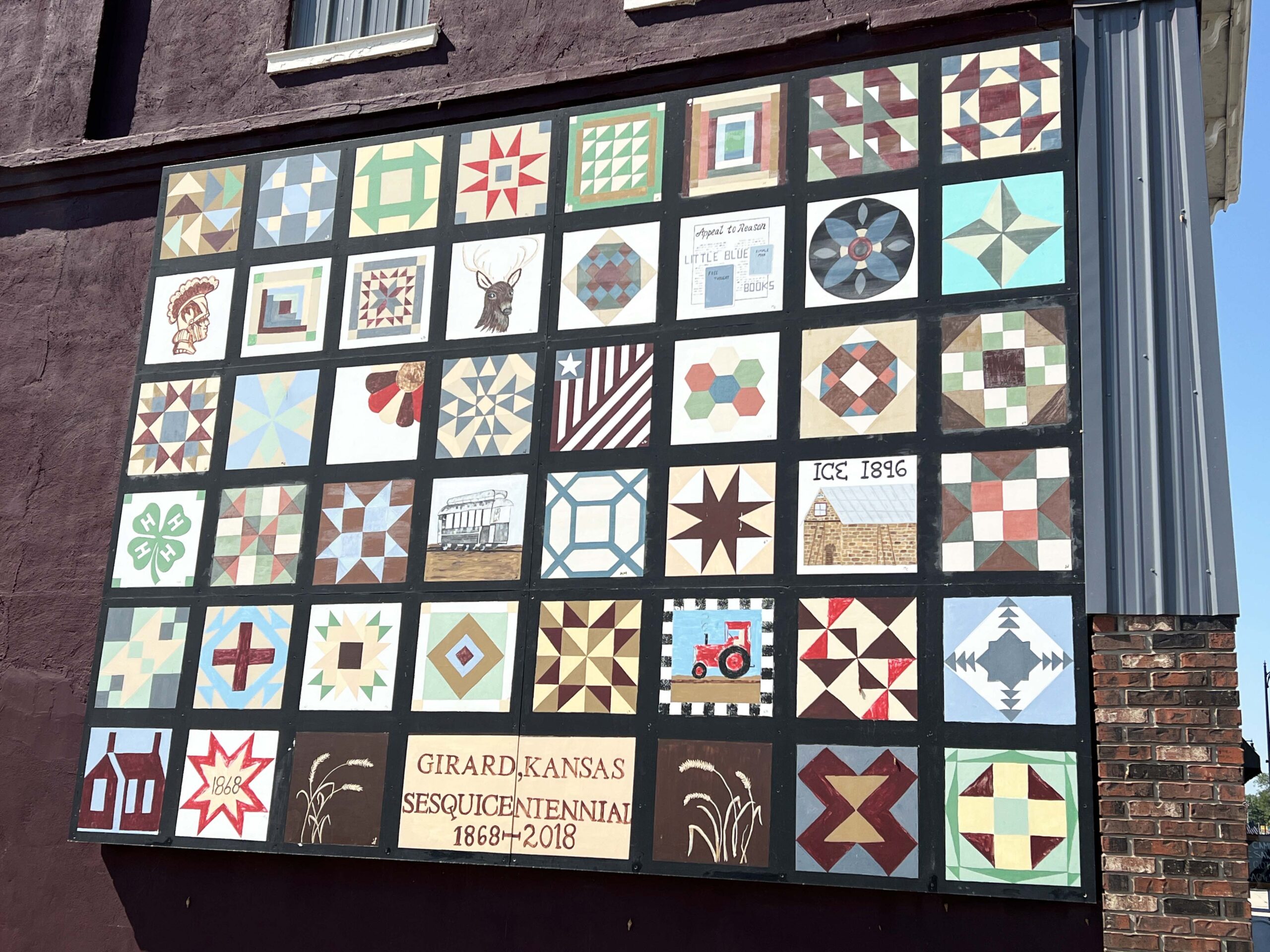 A Quilt Mural celebrating Girard's 150th anniversary was added to the side of a building at Summit and Prairie Streets.