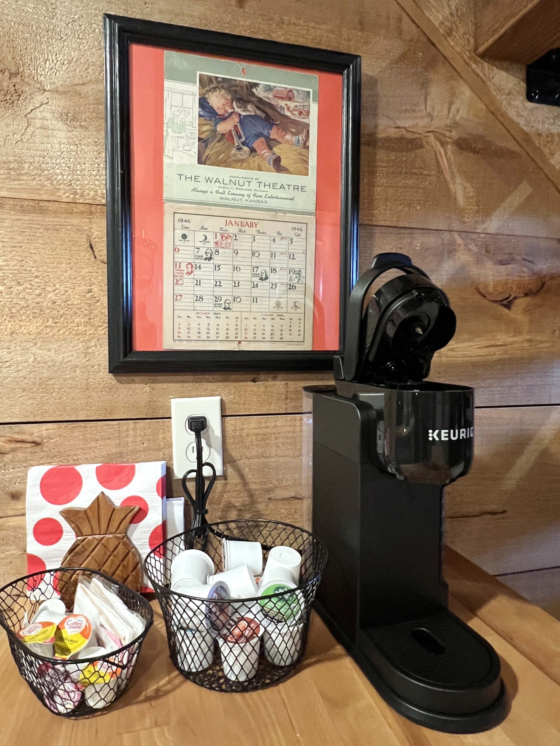 The coffee station is easy to use and accessible via the vacation rental's open kitchen. 