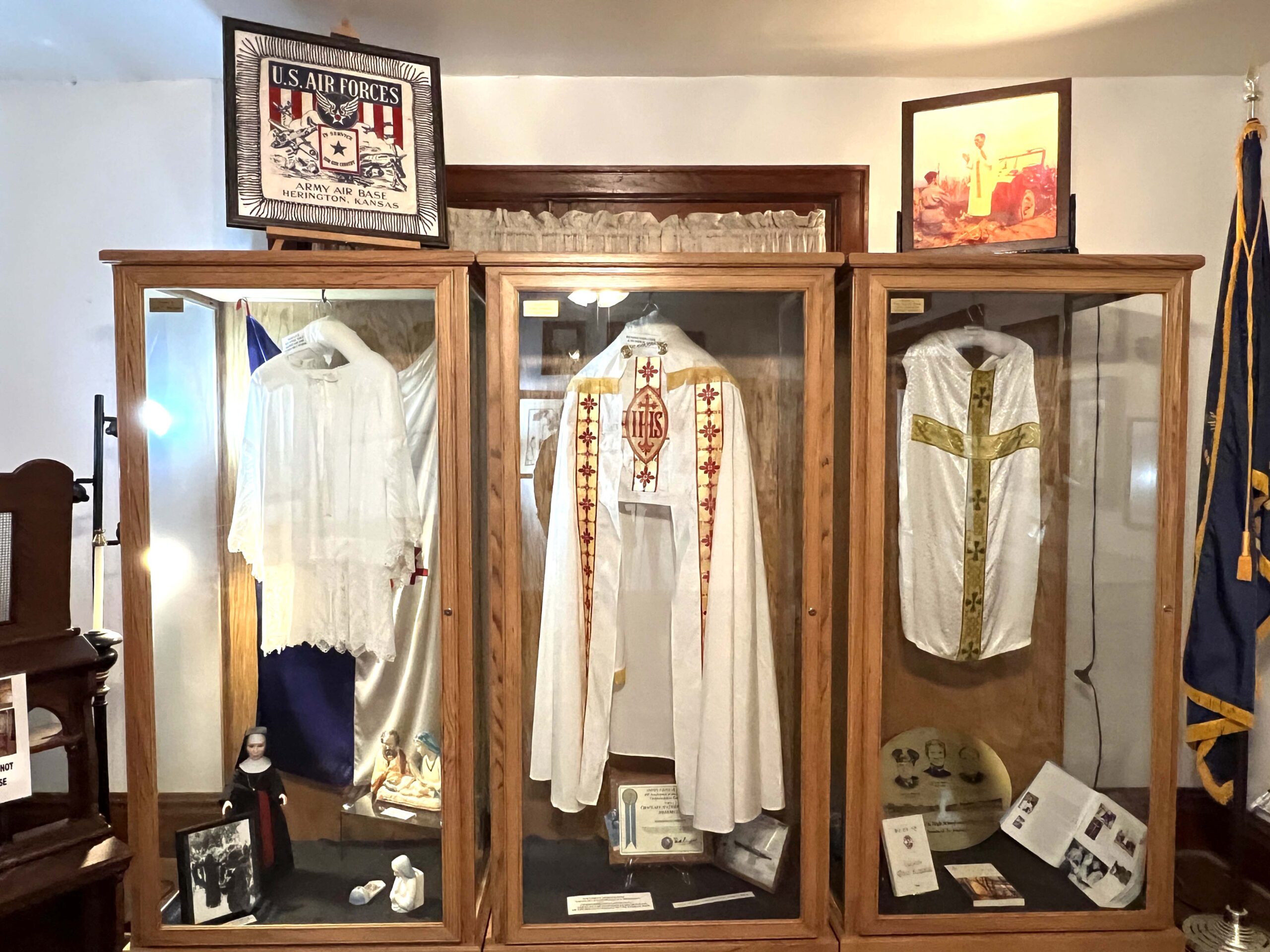 Father Kapaun's personal items displayed at the museum honoring his legacy.