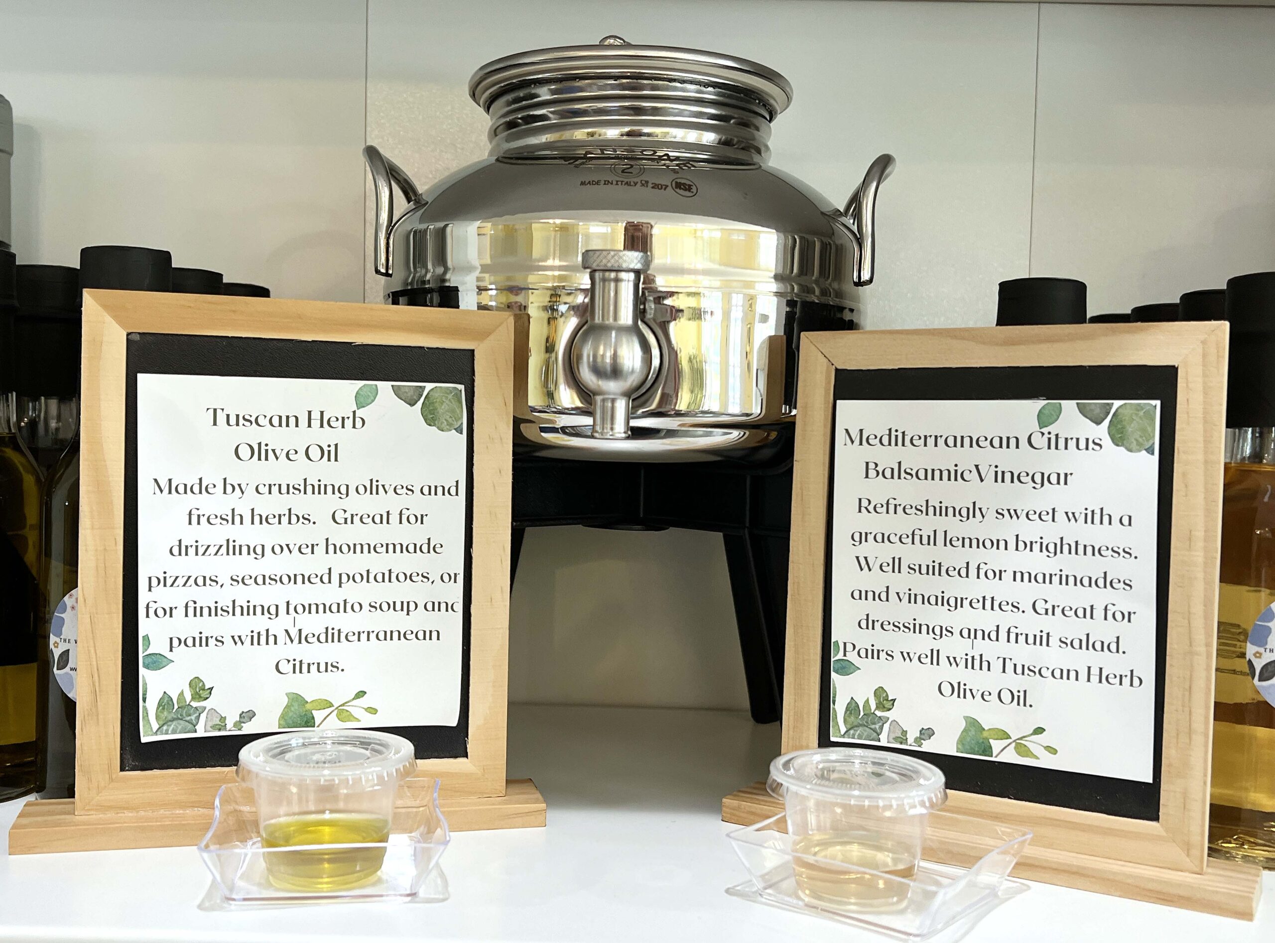 Olive Oil tasting is encouraged at the Well Traveled Chef.