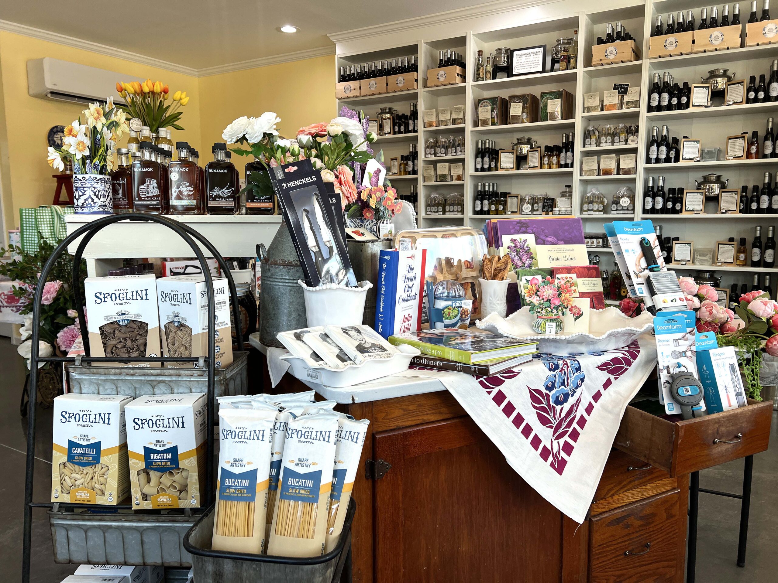 Pantry items and kitchen supplies make up the inventory at the Well Traveled Chef.