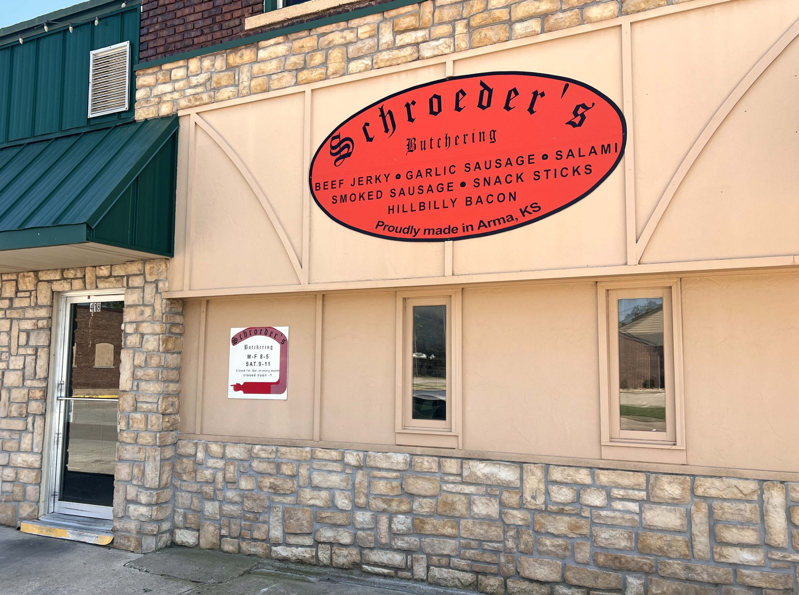 Schroeder's Butchering sells meat and sausage to walk-in customers.