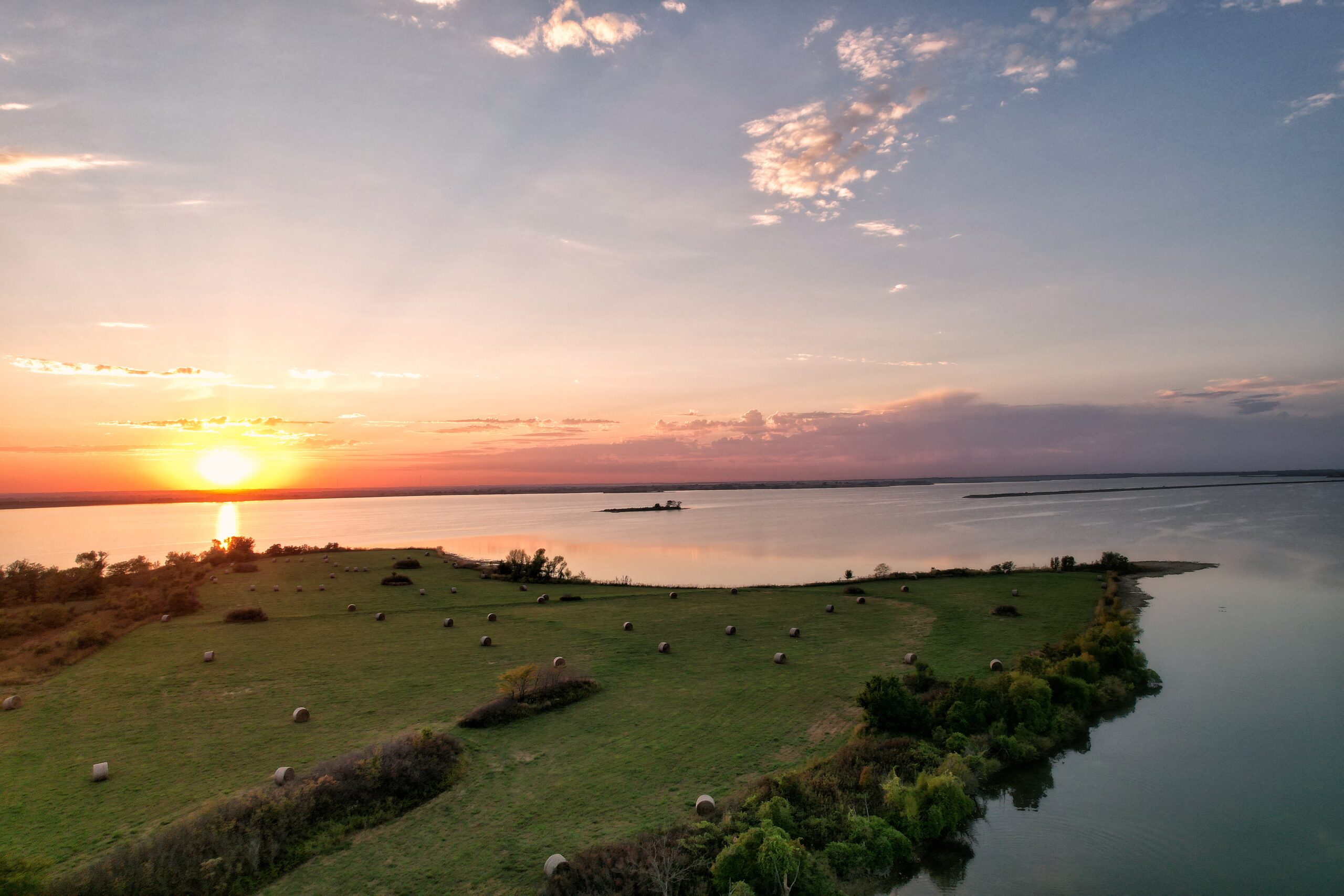 Coffey County Lake at sunset near Burlington, Kansas
