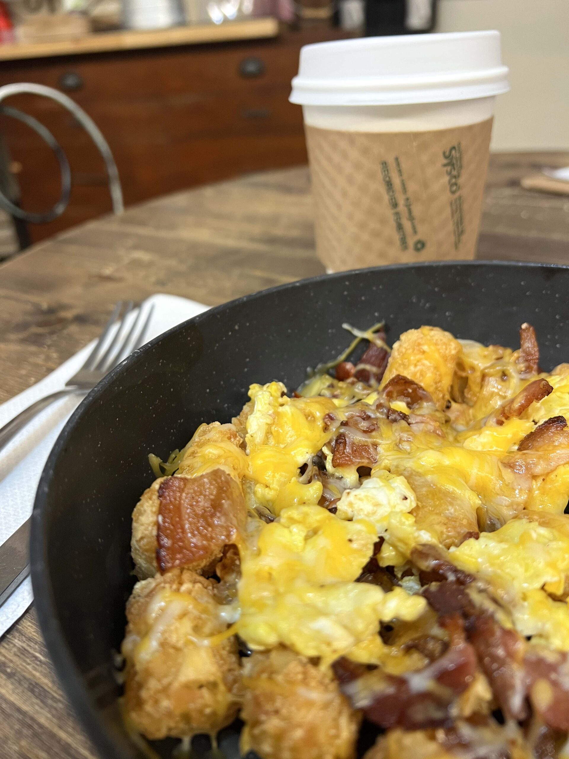 Breakfast bowl at Vintage Sisters with a specialty coffee 