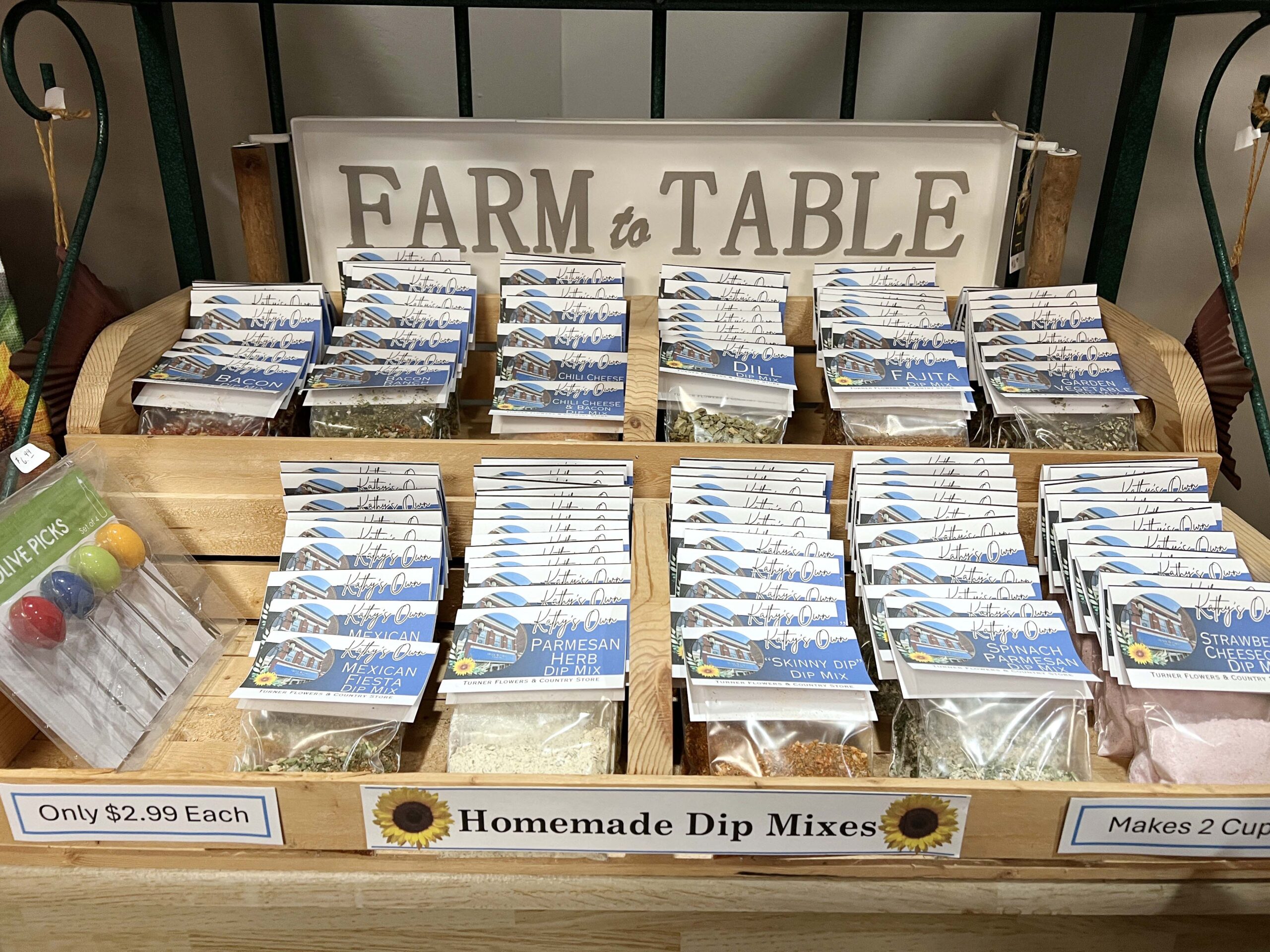 The owner of Turner Flowers & Country Store makes dip mixes. 