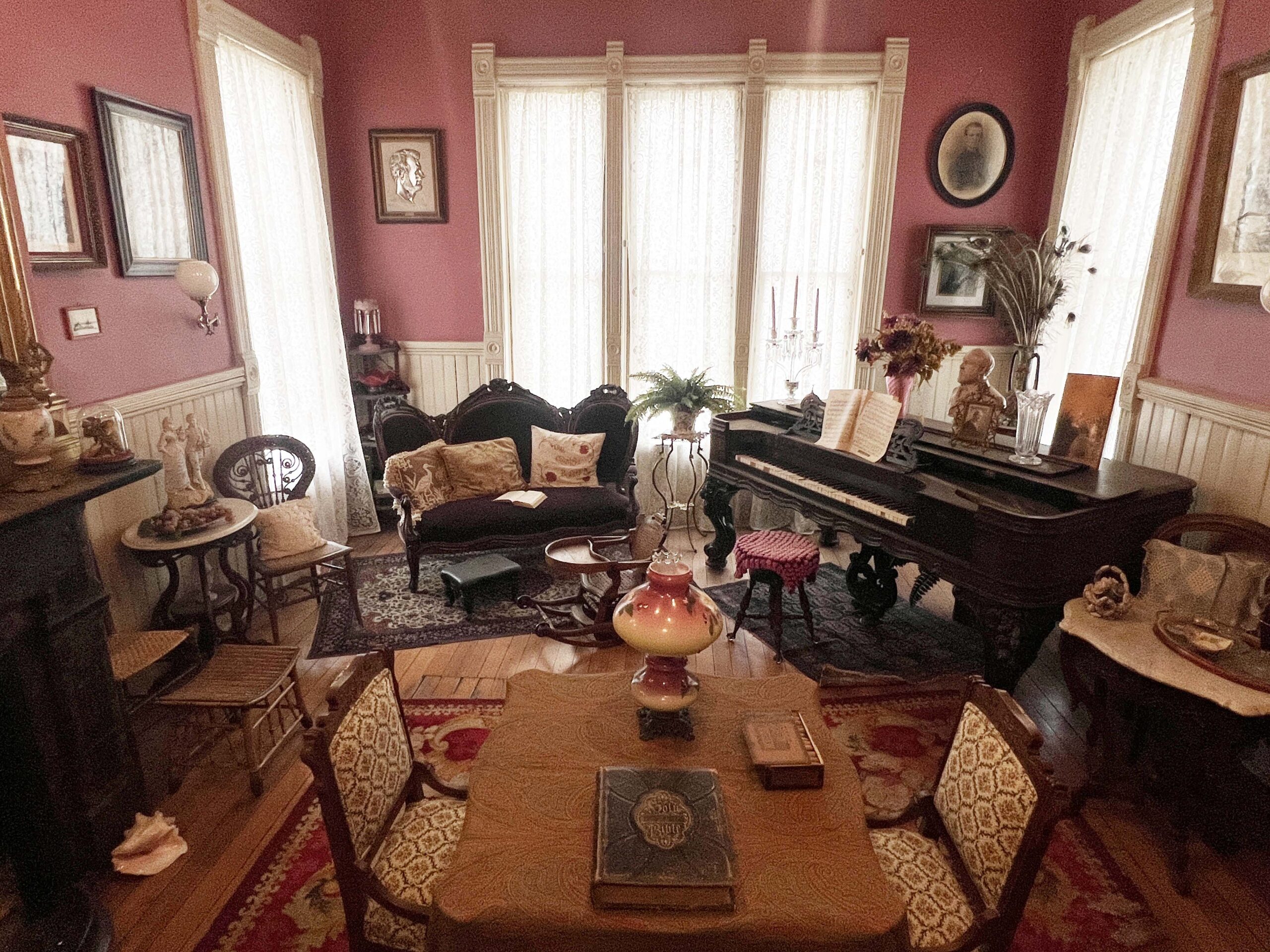 Victorian-era furnishings complete the interior of the Painted Lady Bed and Breakfast. 