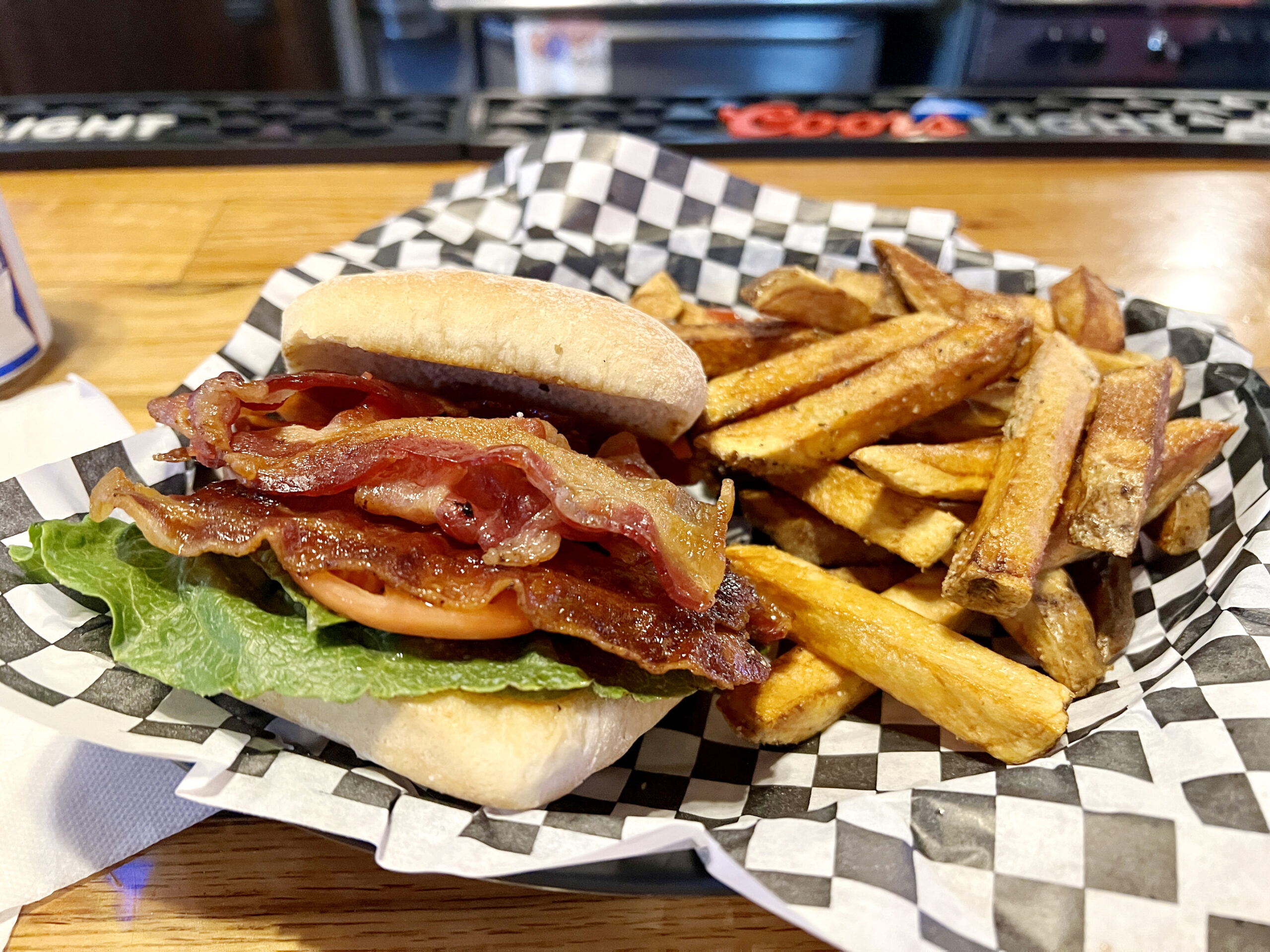BLT Sandwich with hand-cut fries is a lunch or dinner option at Kat Ballou's in Holton. 