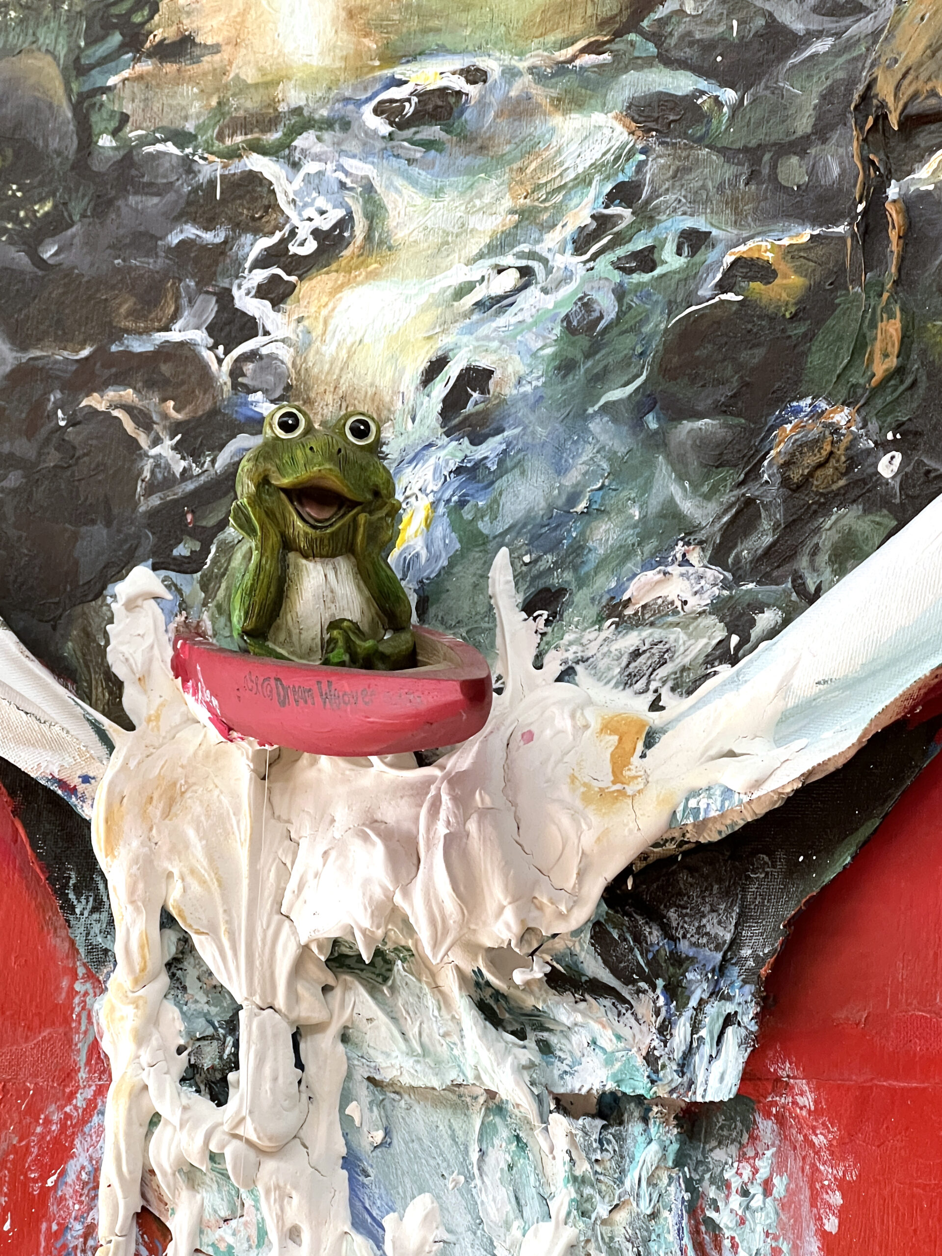 Frog-themed artwork adorns Mare's Coffee Shop and Cool Stuff.
