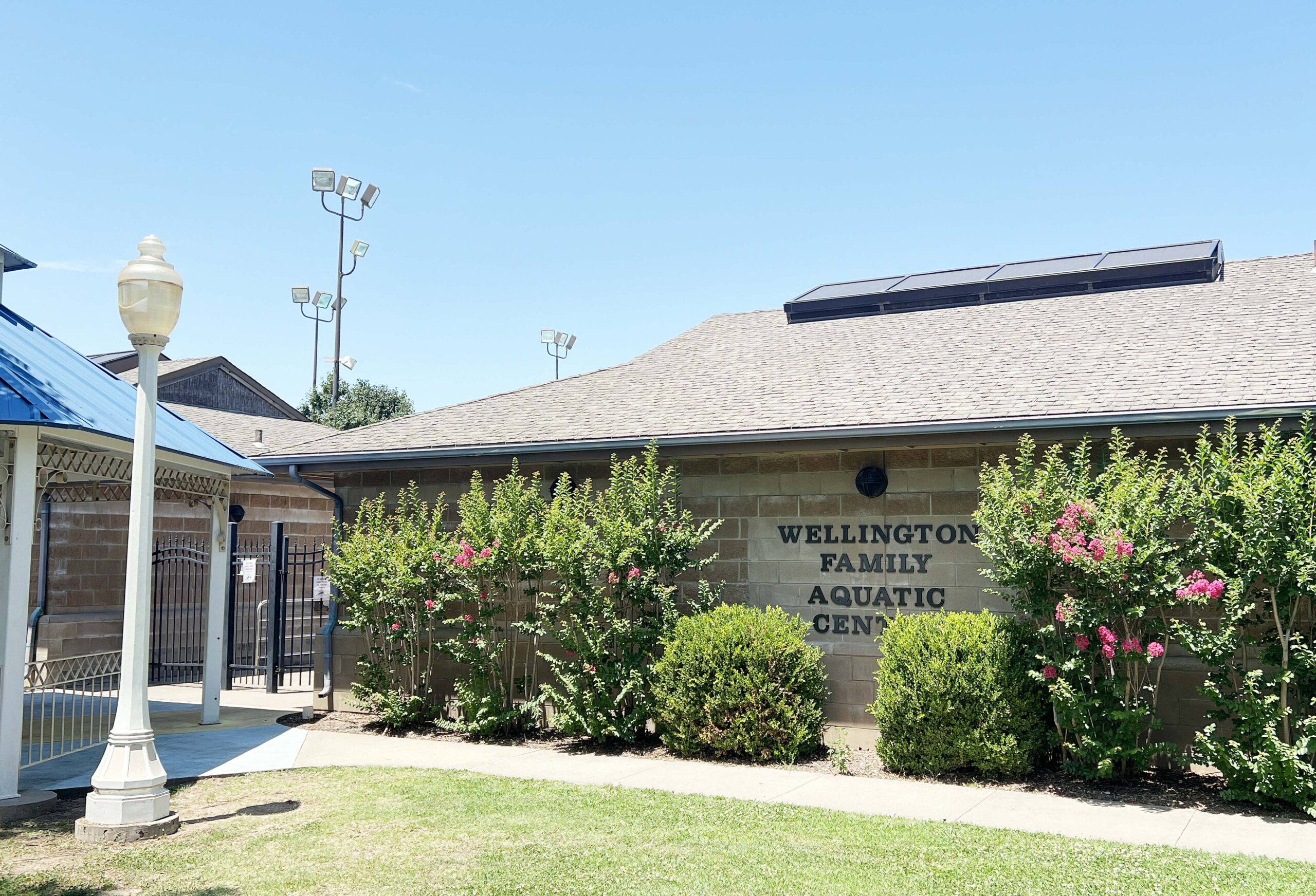 Wellington Family Aquatic Center is home to a splash pad and nearby playground. 