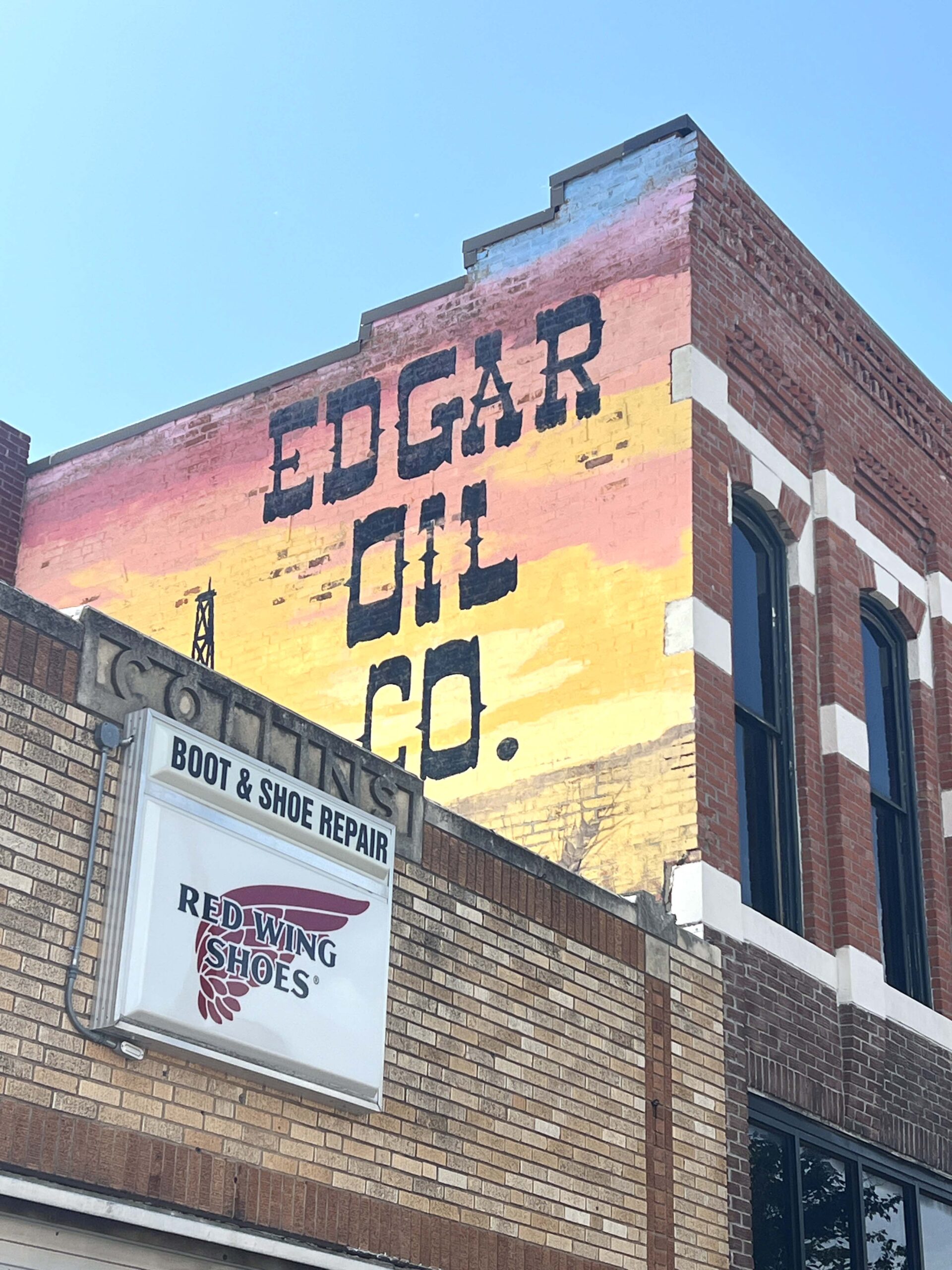 Edgar Oil Company, a local independent operator based in Wellington, is depicted in a mural on Broadway Avenue in the downtown thoroughfare.