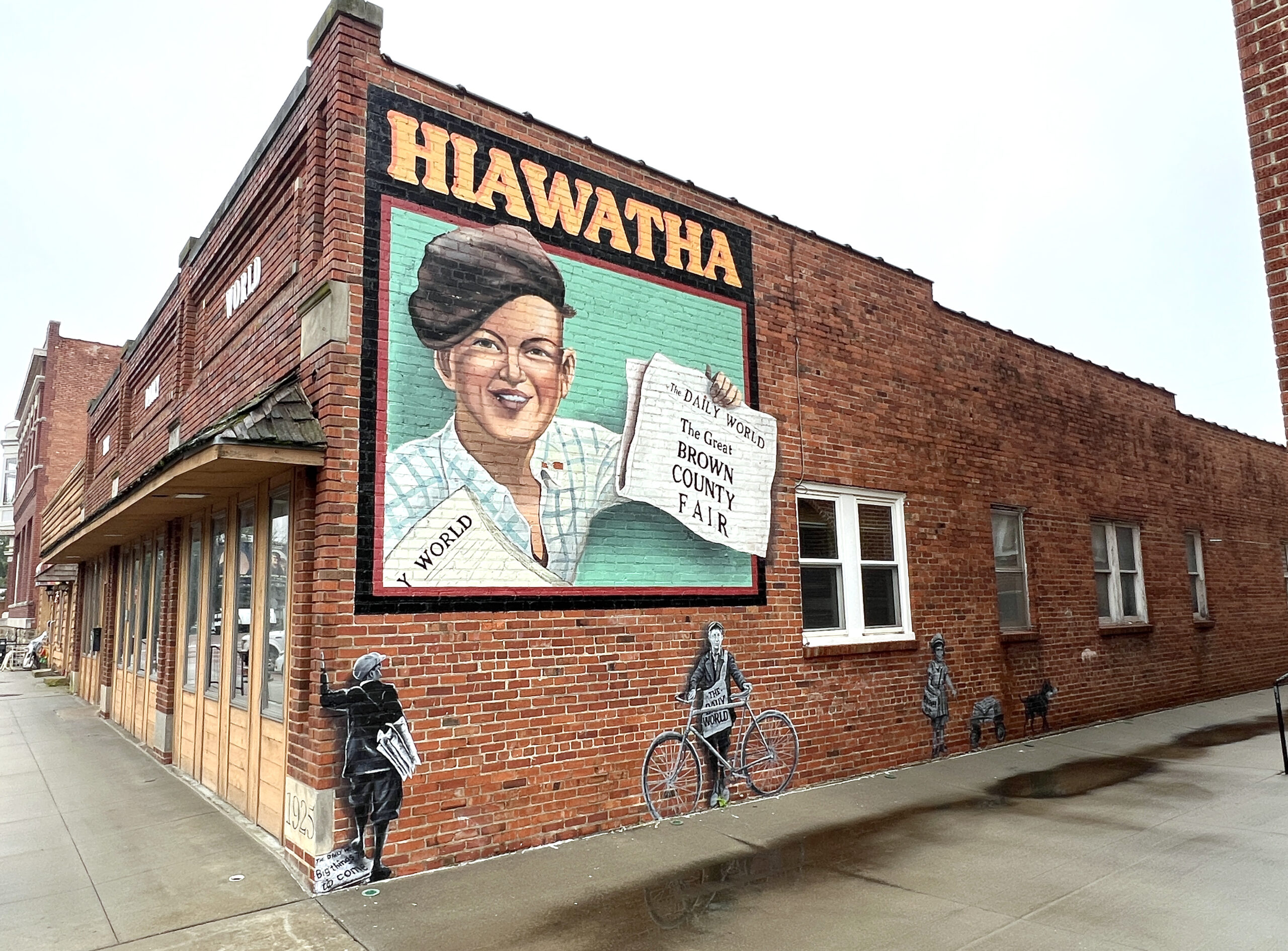 Hiawatha mural represents the history of the local printing press. 