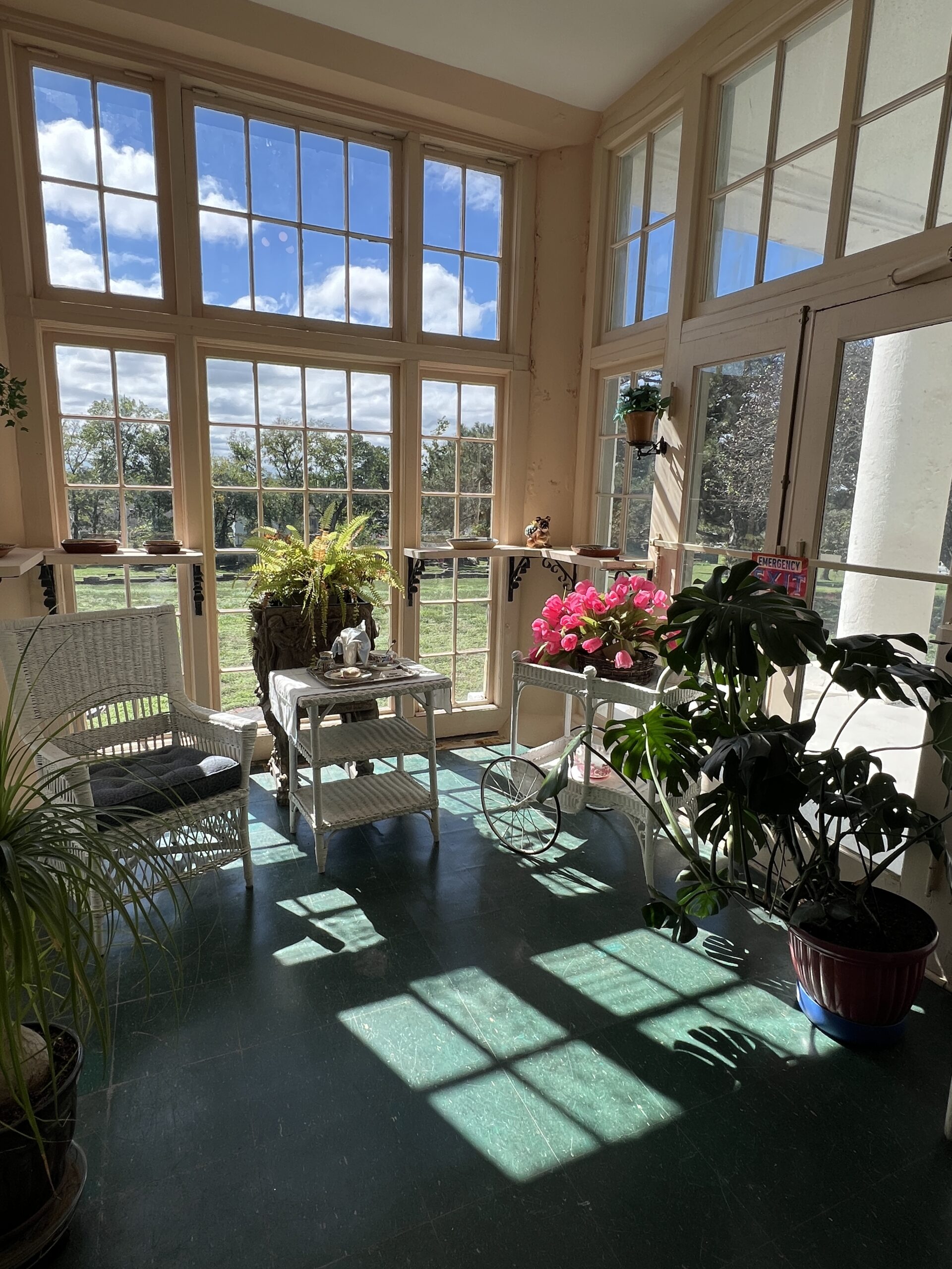 Sun Room overlooking the Brown Mansion gardens 