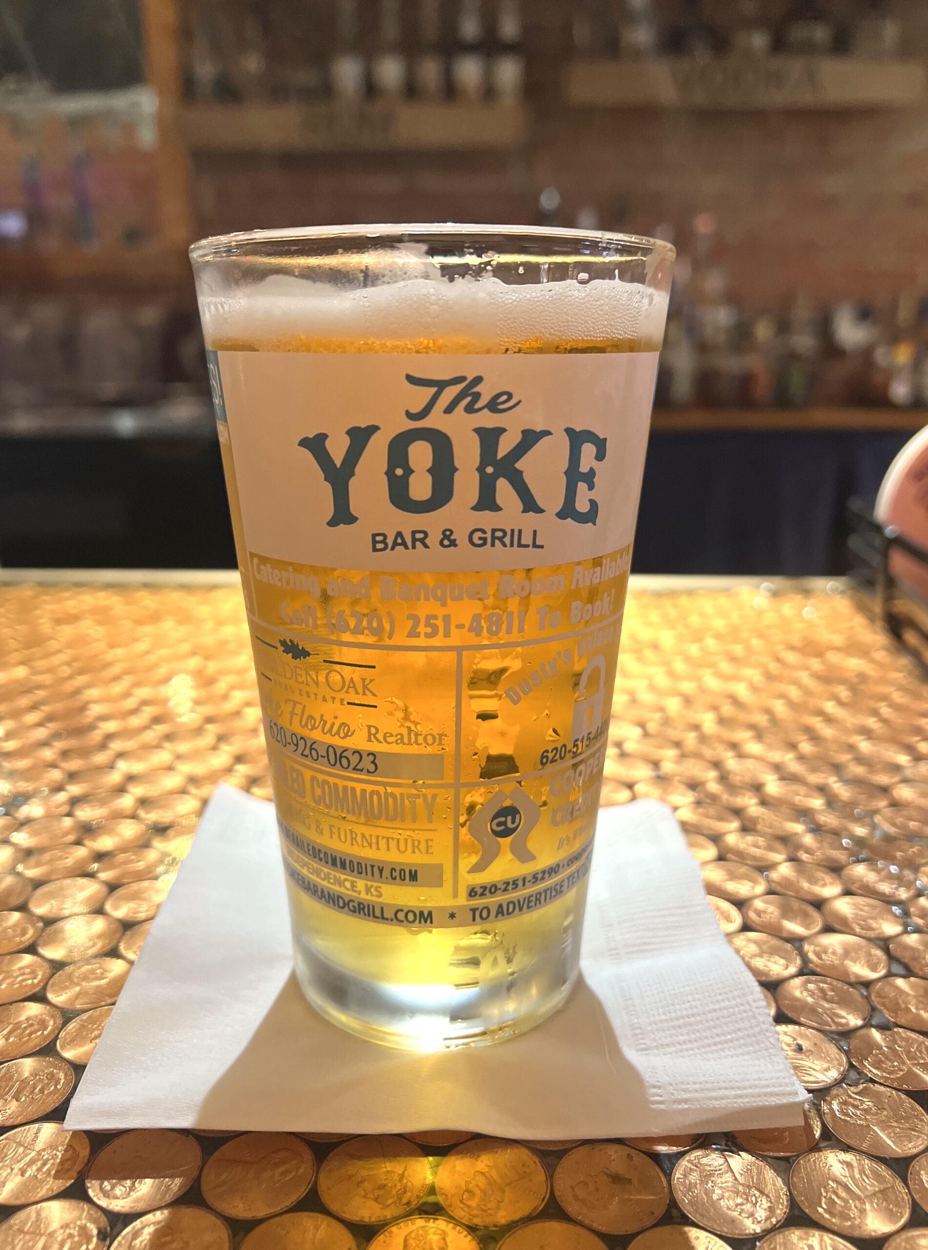 The Yoke Bar & Grill is located in downtown Coffeyville, a locals' hangout serving pub-style meals and drinks.