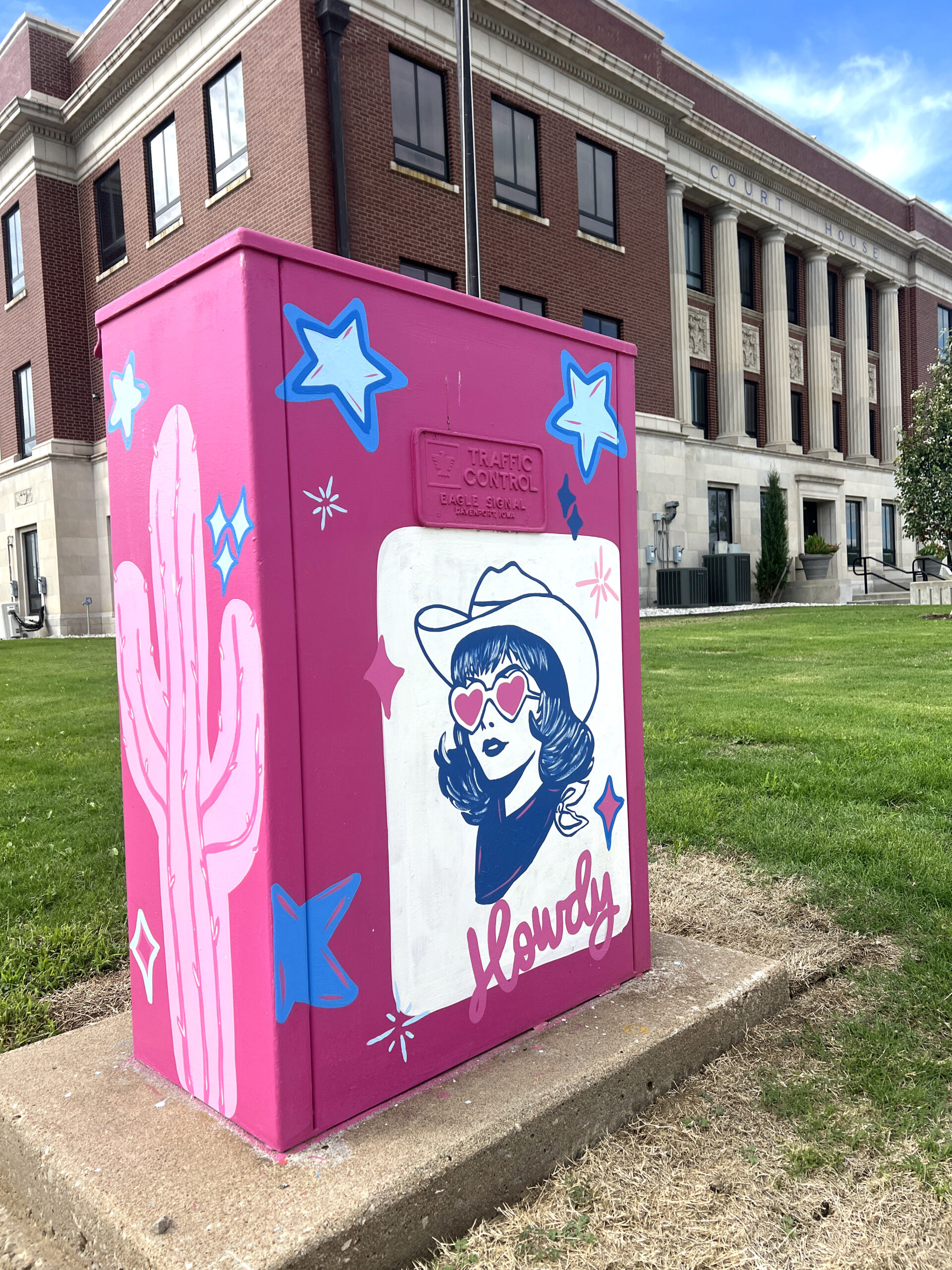 Painted electric boxes are situated in downtown Coffeyville, a part of the art trail. 
